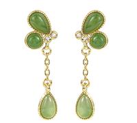 Lllunimon Orecchini verdi da donna, orecchini a goccia in argento sterling placcato oro con farfalla di giada, gioielli eleganti ed delicati per tutti i giorni, regalo per mamma/fidanzata/sorelle