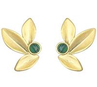 Lllunimon Orecchini verdi, orecchini a lobo a forma di foglia placcati in oro con malachite, gioielli eleganti e glamour quotidiani, streetwear, regalo per mamma/fidanzata/sorelle,Ear Stud