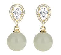 Lllunimon Orecchini verdi, perle a goccia in giada di Hotan, orecchini a goccia in argento sterling, gioielli eleganti ed esclusivi per tutti i giorni, regalo per mamma/fidanzata/sorelle