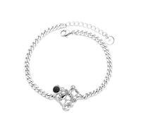 Lllunimon Orso S925 bracciale in argento sterling regolabile catena cubana gioielli semplice stile retrò Regali da indossare tutti i giorni per lei