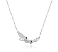 Lllunimon Piuma glitter zirconio S925 collana in argento sterling stile naturale ciondolo stile elegante e romantico Regali da indossare tutti i giorni per lei