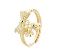 Lllunimon Placcato oro S925 argento fiocco mughetto anello gioielli floreali bohémien elegante stile minimalista Regali da indossare tutti i giorni per lei,D'oro