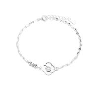 Lllunimon Regolabile Clover S925 bracciale in argento sterling Patchwork catena gioielli Stile elegante e sofisticato Regali da indossare tutti i giorni per lei