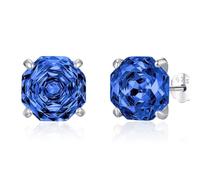 Lllunimon Royal Blue Octagon Rose Cut 925 orecchini in argento Sterling gioielli solitario stile elegante e sofisticato Regali da indossare tutti i giorni per lei,8MM