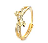 Lllunimon S925 argento doppia stella laser-taglio anello stella bohémien ispirato gioielli stile elegante e minimalista Regali da indossare tutti i giorni per lei,D'oro