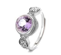 Lllunimon S925 Argento Zircone Buon Auspicio Nuvola Fiore Titolare Anello Art Deco Ispirato Gioielli Stile elegante e semplice Regali da indossare tutti i giorni per lei,Viola