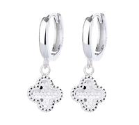 Lllunimon S925 Sterling Silver Four Leaf Clover Orecchini Lucky Clover Orecchini a cerchio per le donne Uomini Orecchini pendenti Gioielli alla moda regalo,D'oro