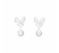 Lllunimon S999 Sterling Silver Hollow Butterfly Round Bead Orecchini Orecchini pendente a farfalla per le donne Accessori per gioielli di moda Regalo creativo