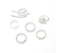 Lllunimon Set di anelli impilabili in lega geometrica, gioielli a spirale minimale, da indossare quotidianamente, adatto a feste/gallerie d'arte, regali da donna,Argento