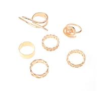 Lllunimon Set di anelli impilabili in lega geometrica, gioielli a spirale minimale, da indossare quotidianamente, adatto a feste/gallerie d'arte, regali da donna,D'oro