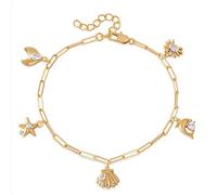 Lllunimon Shell Starfish Pendente Cavigliera Bracciale Da Donna Regolabile Bohemien Polso Guardie Hawaii Beach Seashell Starfish Piede Gioielli Estate Spiaggia Moda Gioielli Regali,A