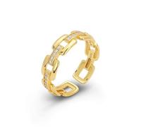 Lllunimon Splendido Anello a Maglia di Catena con Cubic Zirconia AAAAA per Fidanzata, Anello Regolabile Aperto in Argento Sterling S925 per Donne, Regalo per Fidanzamento o Matrimonio