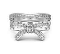 Lllunimon Squisito farfalla amore S925 anello in argento sterling con fila di diamanti Anello ovale con diamanti blu Regali da indossare tutti i giorni per lei,E,Size 8