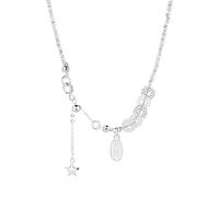 Lllunimon Stella d'argento spezzata S925 collana in argento sterling strutturato gioielli stratificati Stile di personalità squisito Regali da indossare tutti i giorni per lei