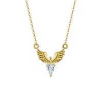Lllunimon Sterling Silver angel wing collana per le donne angelo custode collana ciondolo Cubic Zirconia CZ Fashion Pendant Collana per le donne Fede Religiosa Gioielli Regalo,D'oro
