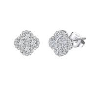 Lllunimon Trifoglio S925 orecchini in argento sterling diamante pieno gioielli fortunati stile dolce ed elegante Regali da indossare tutti i giorni per lei,Argento