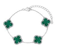 Lllunimon Unico Bracciale Quadrifoglio Per Donne Uomini Bianco Nero Verde Lucky Link Trifoglio Bracciali, 925 Gioielli in Argento Sterling Natale Regali Di San Valentino,Verde