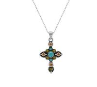 Lllunimon Vera Croce Turchese Collana per Le Donne 925 Sterling Silver Gemstone Collane Occidentali per Le Donne Boho Pendente Protezione Preghiera Fede Gioielli per Le Donne Uomini