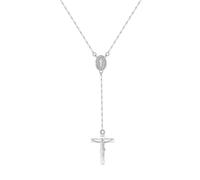 Lllunimon Vergine Maria Collana Collane Croce Placcate In Oro 14K per Le Donne, Catena Y Cattolica Anallergica, Crocifisso Religioso Collane Gioielli Regalo per Lei,Platinum