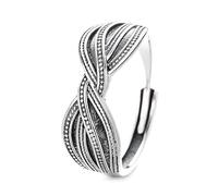 Lllunimon Vintage geometrico pois S925 anello d'argento twisted band gioielli stile elegante e semplice Regali da indossare tutti i giorni per lei,A