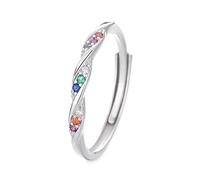 Lllunimon Zircone multicolore avvolto S925 anello in argento arcobaleno aurora ispirato gioielli Stile elegante e semplice Regali da indossare tutti i giorni per lei