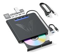 LLMHHKYK Masterizzatore Blu Ray esterno 7 in 1 per PC portatile, masterizzatore Blu-Ray, DVD/CD con supporto disco da 100 GB, lettore di schede SD/TF e hub USB 3.0 per desktop Windows MacOS Linux (7