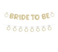 LLMSIX Striscione con scritta "Bride to Be" e anello di diamanti, striscioni dorati glitterati per addio al nubilato, decorazioni per feste di nozze