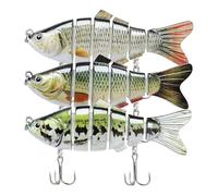 LLMWFA Esca da pesca galleggiante for luccio 3 pezzi, esche Swimbait 8/10 cm, esca multisnodata realistica 11 17 20g(10cm x 20)