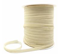 LLMWFA Nastro giallastro su un lato 6/10/25/38mm, nastro di velluto rosso viola rosa fatto a mano, decorativo nozze 3/5 iarde(Yellowish,10mm x 5yards)