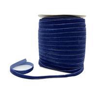 LLMWFA Nastro giallastro su un lato 6/10/25/38mm, nastro di velluto rosso viola rosa fatto a mano, decorativo nozze 3/5 iarde(Sapphire blue,10mm x 5yards)