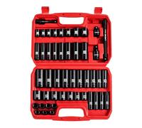 LLNDEI 3/8 "Drive Impact Socket Set SAE e metrico (5/16 "- 3/4", 8-22mm) 48pcs, acciaio CR-V, prese a 6 punti, barra di estensione (3-in, 6-in), riduttore da 1/2F a 3/8M, giunto universale 3/8