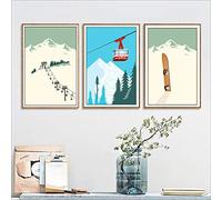 LLNN Sport Invernali Sci Picture Art Poster Canvas Painting, Vintage Travel Poster Ski In Snow Mountain Painting Winter Decor 40x60cmx3pcs Senza cornice