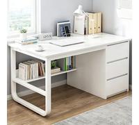 LLNWDNB Scrivania Moderna 100/120X50 Cm Scrivania per Computer con Cassetti E Staffe in Metallo Tavolo da Ufficio Tavolocomputer per Casa, Studio Gaming Toletta Adatta A Tutte Le età A,120CM