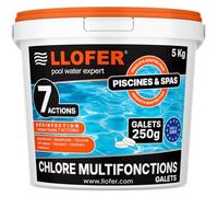 Llofer - Chlore Multifonction en Galet de 250g - 5kg Total - Désinfection Longue Durée 7 Actions: désinfectant, bactéricide, virucide, Anti-algues, floculant, clarifiant et stabilisant.