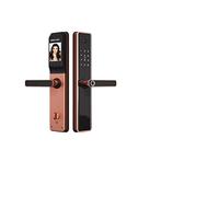 LLOOPK Serratura intelligente, Blocco monitoraggio telecamera Impronta digitale biometrica Tuya, blocco intelligente di sicurezza con porta password APP(R Round latch,Left)