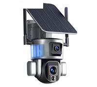 LLOOPK Telecamera di sicurezza, 4K 8MP Dual Lens Solar Camera Outdoor 10X Zoom Wireless Telecamera di sorveglianza Proiettore PIR Human Detection PTZ Security Cam(Camera No Zoom 32GB)