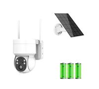 LLOOPK Telecamera di sicurezza, 4MP Solar PTZ Camera Wireless Security Camera Outdoor Night Vision PIR Detection Solar Powered Battery Camera