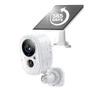 LLOOPK Telecamera di sicurezza, Batteria ricaricabile Outdoor Wireless 5MP IP di sorveglianza CCTV Protezione PIR Telecamera solare con sirena Cam(Cam NO TF Card)
