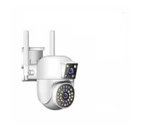 LLOOPK Telecamera di sicurezza, IP 360 Home App 8MP 4K Security Camera 4 Lens 10X Zoom 3 Screens PTZ Camera Two Way Audio Auto Tracking Color Night Vision(2 Lens No Card)