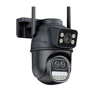 LLOOPK Telecamera di sicurezza, Telecamera da 6MP for esterni 12MP Zoom 8X Tre lenti Doppi schermi CCTV Video Cam Monitoraggio automatico Protezione di sicurezza Sorveglianza(3K 6MP Add 128G)