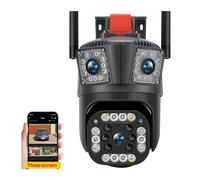 LLOOPK Telecamera di sicurezza, Telecamera di sicurezza 12MP 6K 8X Zoom tre lenti PTZ Telecamere di sorveglianza AI Tracking Telecamera IP 8MP Smart Home CCTV Camera(6K 12MP Camera)