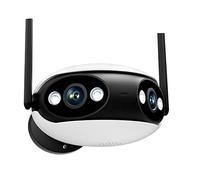 LLOOPK Telecamera di sicurezza, Telecamera di sicurezza da 4 MP Outdoor 180 ° Angolo di visione ultra ampio Panoramica Ai Rilevamento umanoide Cam di sorveglianza binoculare POE(4MP WiFi With 64GB)