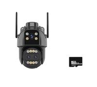 LLOOPK Telecamera di sicurezza, Telecamera IP 4K HD 4G Telecamera IP esterna 10X Zoom Tre lenti Dual Screen Sim Card Telecamera PTZ AI Tracking CCTV Video Surveillance Camera(4K 4G Add 64G)