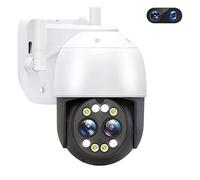 LLOOPK Telecamera di sicurezza, Telecamera IP 8X Dual Lens Zoom Videosorveglianza CCTV Sicurezza domestica Protezione Vista a 360° Wireless PT Cam Outdoor(2K Camera No Card)