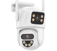 LLOOPK Telecamera di sicurezza, Telecamera IP esterna 4K 8MP Dual Screen Ai Rilevamento umano Telecamera di videosorveglianza con tracciamento automatico 4MP HD CCTV di sicurezza(4MP Add 64G Card)