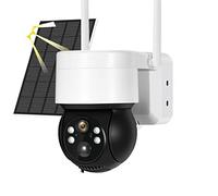 LLOOPK Telecamera di sicurezza, Telecamera solare 1080P Telecamera IP PTZ for visione notturna esterna con pannello solare Ricarica batteria Telecamere di videosorveglianza CCTV da 2 MP(No Card)