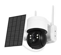 LLOOPK Telecamera di sicurezza, Telecamera solare 3MP Telecamera IP PTZ for rilevamento movimento PIR esterna con pannello solare 7800Mah Batteria 1080P CCTV Videosorveglianza(3MP Add 32GB Card)