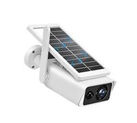 LLOOPK Telecamera di sicurezza, Telecamera solare da 4 MP Outdoor 100° Wide View Protezione di sicurezza Telecamere bullet di sorveglianza wireless Rilevazione PIR Notte IR(4MP Cam Add Battery)