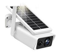 LLOOPK Telecamera di sicurezza, Telecamera solare da 4 MP Visione notturna for esterni Protezione di sicurezza Videosorveglianza CCTV Wireless PIR Detection Bullet Cams(4MP Add Battery 64GB)