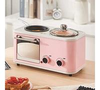 Lloow 5L Tre-in-One Mini-Forno, Piccola Macchina per la Prima Colazione Multifunzione, friggere, bollire, friggere per Lo Stesso Tempo, Consente di Risparmiare Il Vostro Tempo è Il miglior Aiuto,Rosa